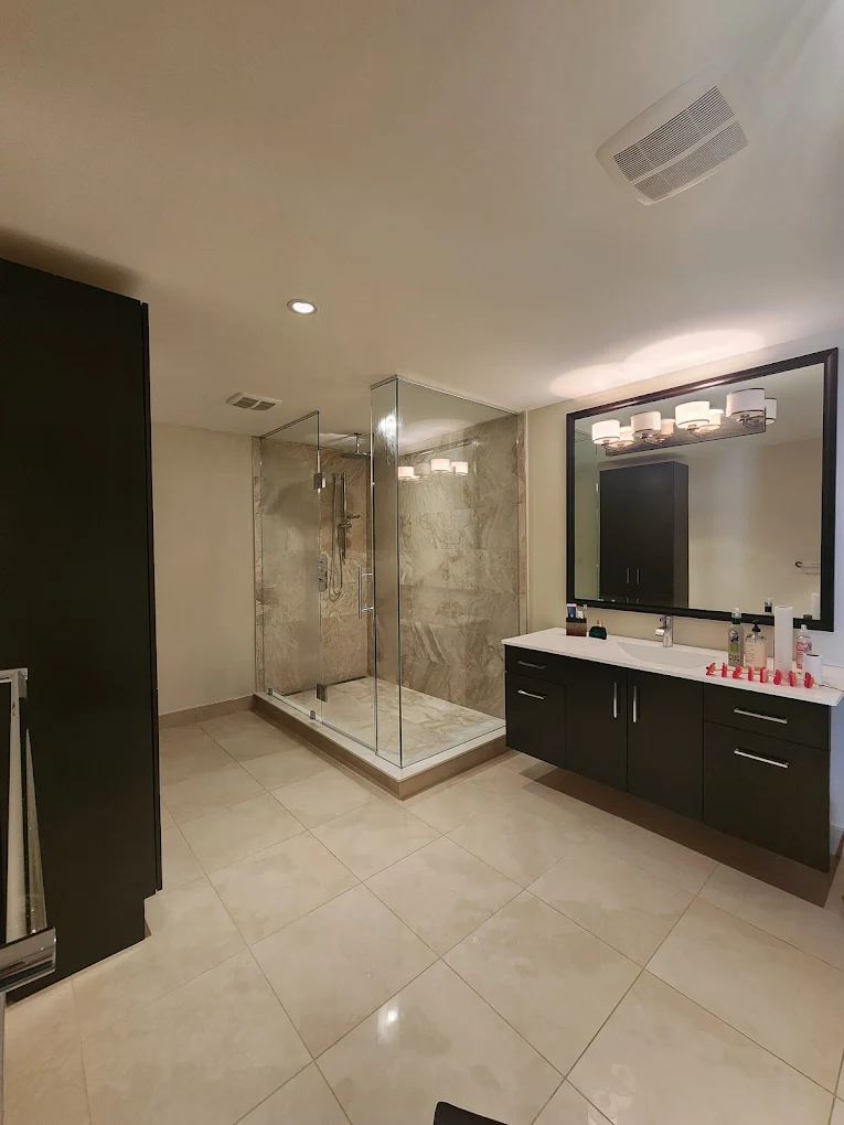 Glass Shower & Custom Vanity